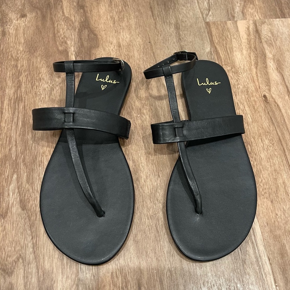 Lulus Black Flat Sandals